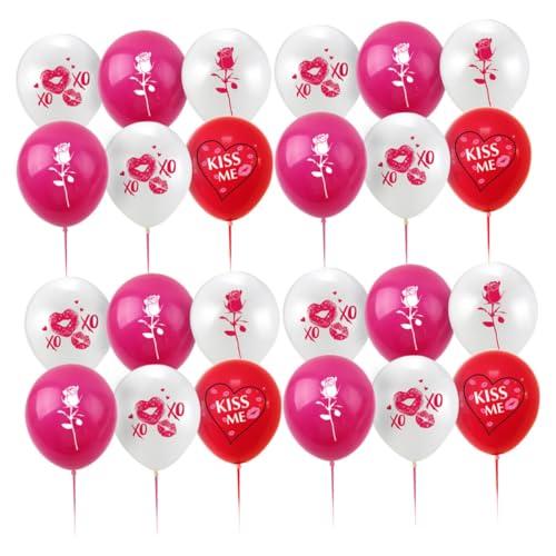 24st Valentinstag Ballon Ballonstäbchen Konfetti-luftballons Ballons Dekorationen Für Geburtstagsfeier Party Pastellfarbene Luftballons Rosa Ballongirlande Hochzeitsdeko Emulsion Alipis von Alipis