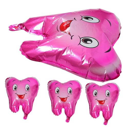 4 Stück Zahnballon Zähne Babyparty-Ballons süßer Ballon Ballonkind Hallo Dusche Ballons Folien-Wahnsinnsballons dekorativer Luftballon kreativer Ballon Aluminiumfolie Rosy Alipis von Alipis