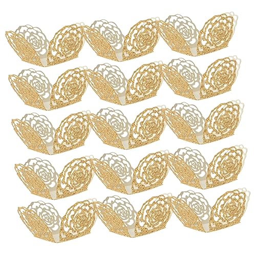 50 Stück Schokoladentablett Cupcake-liner Bonbon-pappbecher Dessertbecher Mit Löffeln Probenbecher Zubehör Für Schokoriegel Eisbecher Süßigkeitenbecher Portionsbecher Papier Golden Alipis von Alipis