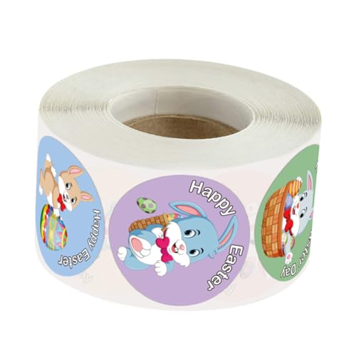 Alipis 1 Rolle 500St Osteraufkleber matschig Aufkleber für Meerestiere Osterhase Stuffer Sticker Ostern Aufkleber Ostern siegel Aufkleber runde Siegelaufkleber Kupferplattenaufkleber von Alipis