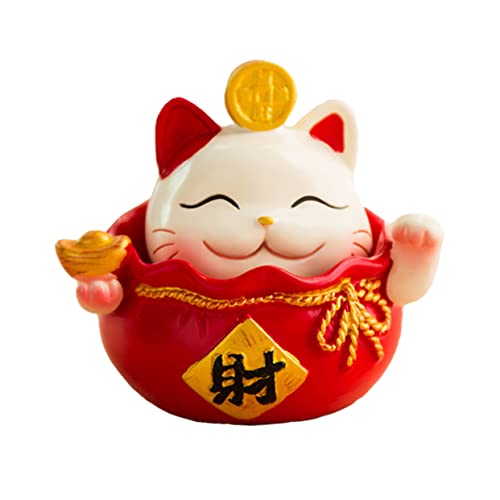 Alipis 1 STK glückliche Katzenverzierung Glückskatze Dekoration tierisches Spielzeug Tischtierskulptur Maneki Neko Katze tortendeko Einschulung Desktop-Schmuck schöne Autodeko Harz von Alipis