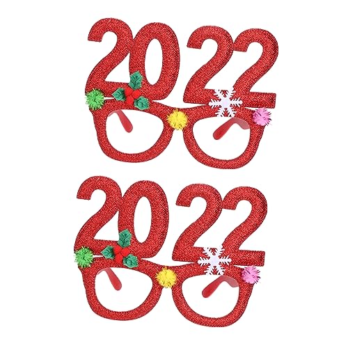 Alipis 1 Satz 1Set Weihnachtsbrille Weihnachtsdeko Festliche Brille Partybrille Requisite Partybrille Weihnachtscartoon Brille Weihnachtsbrillenrahmen Dekoration Glänzende 2Stk von Alipis