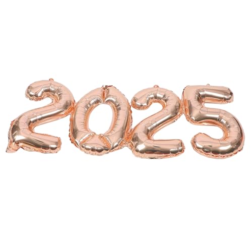 Alipis 1 Satz 2025 Ballon 2025 Neujahrsparty 2025 aufblasbare Ballons Abschlussballons Roségoldene Luftballons Silvester Party Gunst Party-Dekorationsballons Aluminiumfolie Rose Gold von Alipis