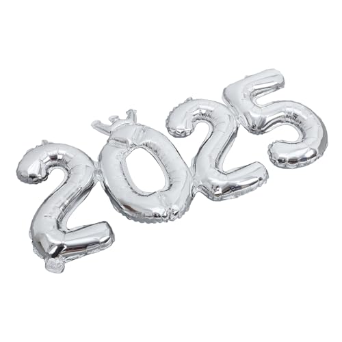 Alipis 2025 Aluminiumfolie Ballons Set Neujahr Feier Dekoration Party Supplies Für Silvester Festliche Ballons Für Abschlussfeiern Silberne Zahl 2025 Mit Krone von Alipis