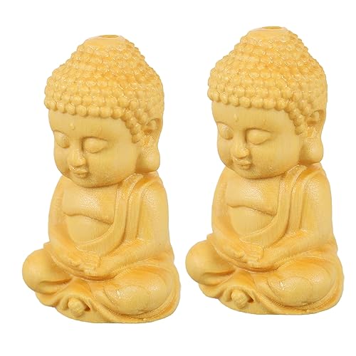 Alipis 1 Satz 2st Buddha-zubehör Ornamente Anhänger Statue Buddhistische Lieferungen Tasche Hängende Dekoration Vintage Maitreya-Charme Schmuck Selber Machen Buchsbaum Yellow von Alipis