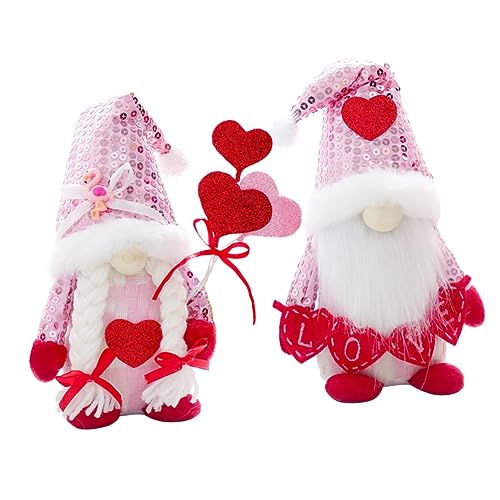 Alipis 1 Satz Liebe Paillettenpuppe Zwerge Valentinstag Dekorationen Girlande Bücherregal Dekoration Buchregal Dekoration Cartoon-GNOME-puppendekor Plüschzwergpuppe Paillettenstoff 2st von Alipis