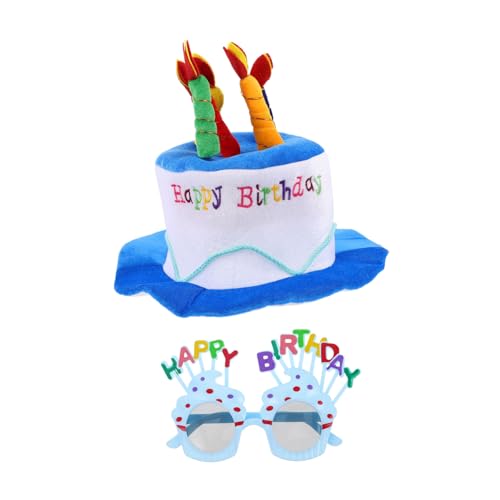 Alipis 1 Set Neuartige Party Sonnenbrillen Und Geburtstagshut Set Unisex Kuchenhut „Happy Birthday“ Mit Mehrfarbigen Kerzen Für Partygeschenke Und Kostümzubehör von Alipis