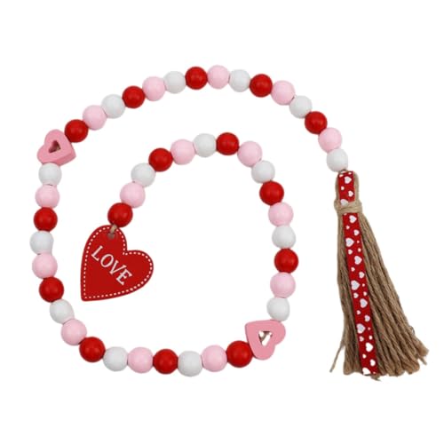 Alipis 1 Stück Schnur Holzperlen zum Valentinstag Brief Tour Schmuck Perlen-Kit Lichterkettenbaum Rot Vintage Dekoration Retro Dekoration zarte Holzperlen Anhänger aus Holzperlen Schleife von Alipis