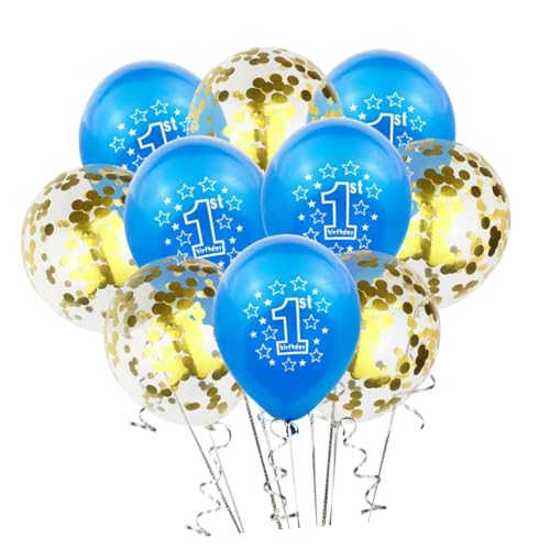 Alipis 10 Stück Ballon Set Für Den 1 Geburtstag 5 Blaue Zahlenballons & 5 Goldene Konfetti Ballons Perfekte Partydekoration Für Babyparty Kindergeburtstag Und Festlichkeiten von Alipis