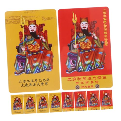 Alipis 10 Stück Goldene Tai Sui-Karten, Verheißungsvolle Amulette, Feng Shui Heimdekorationen, Glücksamulette, Kleine Feng Shui-amulette, Wu Sui Allgemeine Friedenskarten, Chinesische von Alipis