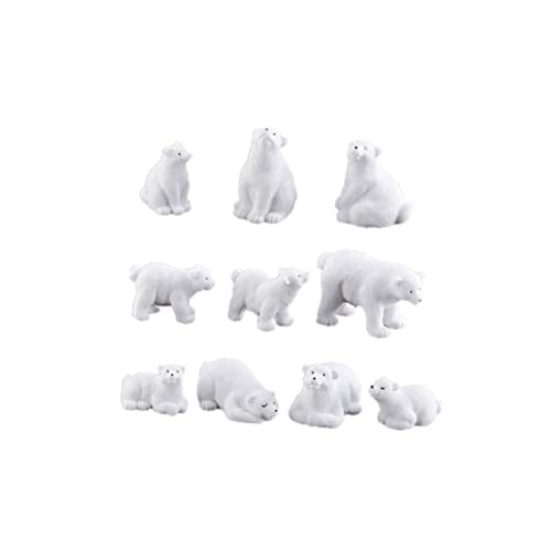 Alipis 11 STK Mikrolandschaftsornament Eisbär Figur Tragen Plüschtiere Miniatur-tierfiguren Bären Ausgestopft Eisbär Kuchendeckel Miniaturfiguren Gewichtetes Stofftier Weiß von Alipis