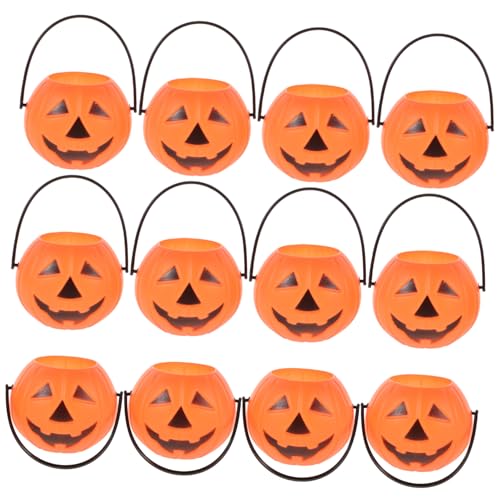 Alipis 12 Stk Kürbislaterne Kürbiseimer Für Halloween-kürbis-snackschale Halloween-kürbis-dekoration Mini-kürbisschale Großer Kürbiseimer Halloween-laternenkorb Gummiartig Orange von Alipis