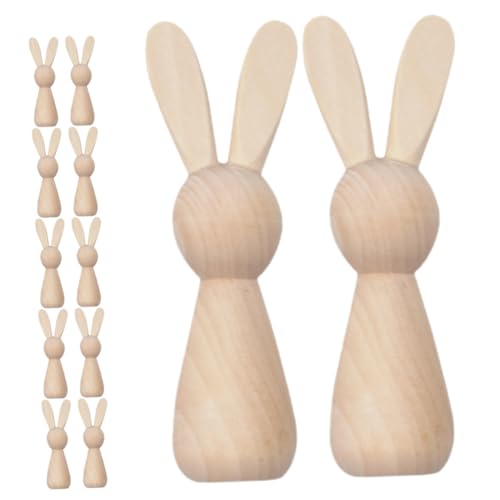 Alipis 12 Stücke Holz Ostern Hasen Figuren Handwerk Dekorationen Kunst Figuren von Alipis