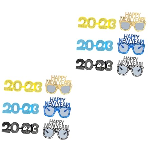 Alipis 2 Sätze 2023 Brille Kinderferngläser Leuchtbrillen Fahhrad Brillen Witzige Brillen Neujahrsbrille Party-fotobrille Glühen Kostümzubehör Für Das Neue Jahr Lustige Brille 6 Stück * 2 von Alipis