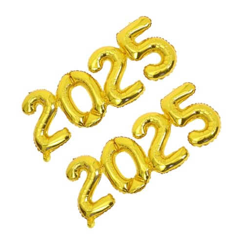 Alipis 2 Stück 2025 Ballon 2025 Weihnachtsdeko 2025 Ballonzahlen Für Die Neujahrsparty 2025 Luftballons Für Geburtstagsfeier Nummern Für Folienballons Aluminiumfolie Golden von Alipis