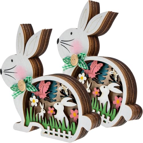 Alipis 2 Stück Kaninchen Ornamente Wimpelkette Pralinen Yo Hase Hahn Ornamente Deko Topper Bären Plüschtiere Ornamente Zum Basteln Mittelstück Holzschild Holz von Alipis