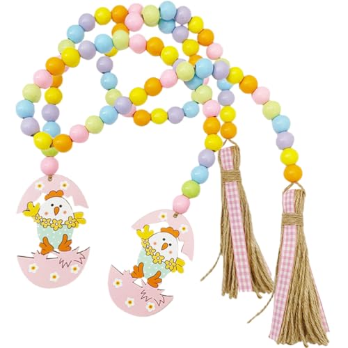 Alipis 2 Stück Schnur Ostern Holzperlen Plateau Girlanden Dekorationen Bunte Ornamente Holzperlen Ostern Dekorative Perlen Wandbehang Schmuck Seil von Alipis