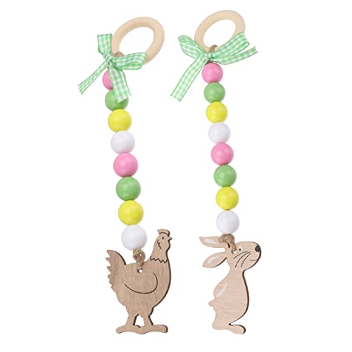 Alipis 2 Stück Schnur Perlen und Quasten Häschen-Anhänger Osterwand gewölbte Girlande holzanhänger Ostern Geschenkideen für Ostern Perlen-Anhänger Party-Szene-Layout Acryl Colorful von Alipis