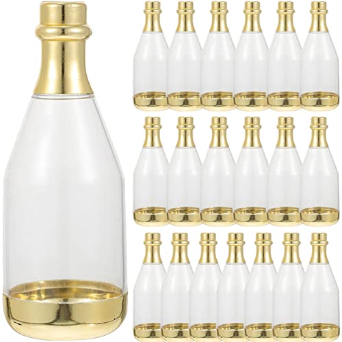 Alipis 20 Stück Mini-Champagnerflaschen, Kunststoff, transparente Süßigkeitenbox, Metallic-Gold, Champagnerflasche, Form, Leckerli-Box, Partygeschenk, Babyparty, Weihnachten (Gold) von Alipis