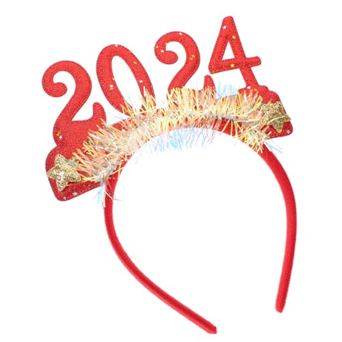 Alipis 2024 Neues Jahr Stirnband Stirnbänder Leuchtendes Stirnband Neujahr Stirnband Neues Jahr Haarband Alles Zum Geburtstag Stirnband Neues Jahr Kopf Bopper Bandeau Plastik Rot von Alipis