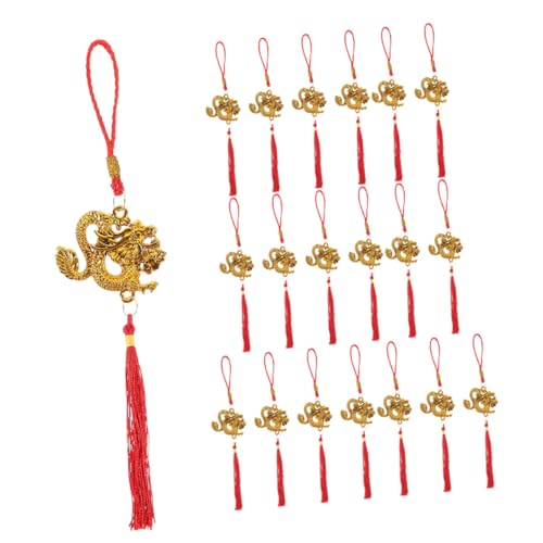 Alipis 20st Neujahrsdekoration Drachen Feng-Shui-Ornamente Japanische Gartendekoration Chinesischer Feng-Shui-anhänger Chinesischer Drache Rote Laternendekorationen Plastik Golden von Alipis