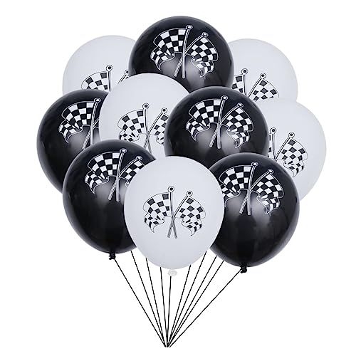 Alipis 20st Rennballons Partyballons Kranz Dekor Kariertes Dekor Zielflagge Partyzubehör Für Rennwagen Ballons Für Rennwagen Halloween-dekorationen Ziehen Sie Die Flagge Emulsion von Alipis