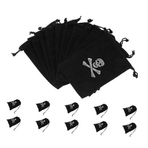 Alipis 24st Piraten-aufbewahrungstasche Halloween Kordelzug Goodie Bags Taschen Für Halloween-leckerbissen Piraten-thementaschen Halloween-partytüten Piratentaschen Black Polyester von Alipis