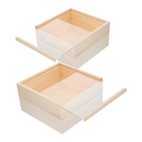 Alipis 2Er-Box Transparente Acrylbox schmuck schubladenbox Holz Box Kleine Holzbox Korb Kunst Aufbewahrung unfertiger Holzhalter Beige von Alipis