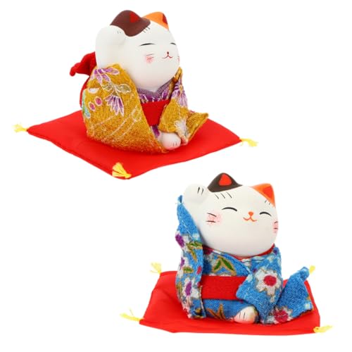 Alipis 2St Glückliche Katze Home Decoration wohnungsdeko wohnraumdeko car Decor Katze Wohnungskatzen chinesische Katze Glückskatze Heimdekoration Dekoration des Haushaltsvermögens Stoff von Alipis