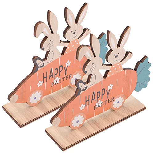 Alipis 2St Kaninchen-Karotten-Ornament Osterdeko Steigleitung Dual Ostern mitgebsel austecherformen Ostern Desktop-Kaninchen-Schild-Ornament Hasenornament aus Holz hölzern Orange von Alipis