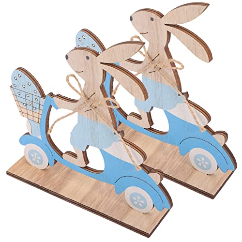 Alipis 2St Kaninchen-Karotten-Ornament Zwerge Plüsch hasenfiguren Ostern mitgebsel holzgravur Easter Ostern Tischschild Tischhasen zu Ostern basteln hölzern Sky-Blue von Alipis