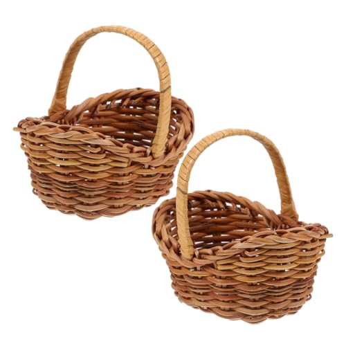 Alipis 2St Mini-Korb country style ablagekörbe hausdeko Puppenhaus Feenkorb Esser Eierkorb Dekorationen Mini Körbe Minikörbe für Geschenke Mini Bastelkorb Weben Blumenkorb Korb aus Rattan von Alipis