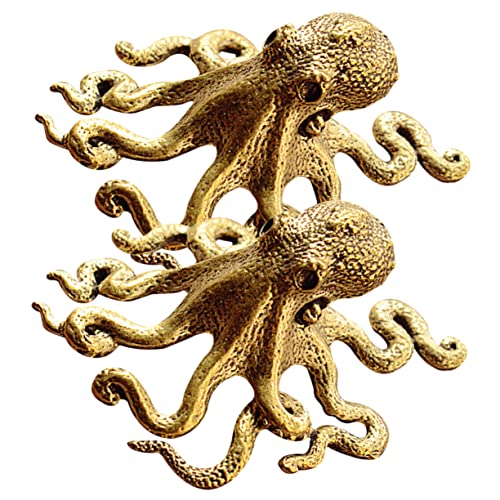 Alipis 2St Oktopus Antiquitäten Krake Tierskulptur aus Metall Vintage- das Messingskulptur Oktopus-Ornament Tintenfisch schmücken Bücherregal Zubehör Tee Haustier von Alipis