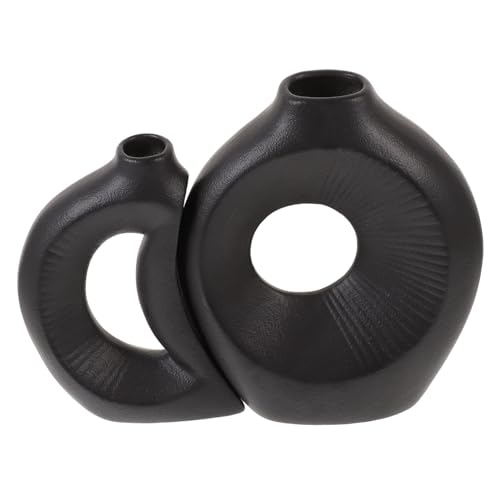 Alipis 2St Tischdekoration Bodenvase Heimdekoration Töpferscheibe klare Vase klare runde Vase künstliche blüten Artificial blumenstecker vases Desktop-Blumenvase Keramikvase Black von Alipis