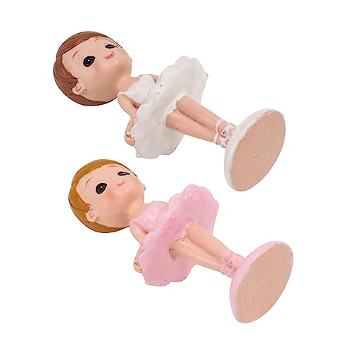 Alipis 2st Ballerina-mädchen Kuchen -Topper Streamer Ballett Puppe Figuren Für Kleine Mädchen Szene Party Dekorationen Kuchendeckel Aufdecken Abs Krippe Miniatur Harz Weiß von Alipis