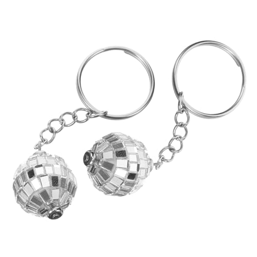 Alipis 2st Disco-schlüsselanhänger Schlüsselband Kettenblatt Ring Rollen Perlen Disco-kugel-partygeschenke Kettengürtel Discokugel-dekorationen Süßer Schlüsselanhänger Auto Silver Plastik von Alipis