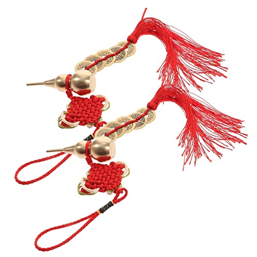 Alipis 2st Kupfer Kürbis Hängende Anhänger Quastengirlande Chinesische Quaste Mit Rotem Knoten Chinesischer Anhänger Drachen Armband Orientalischer Anhänger Drachen Halskette Messing von Alipis