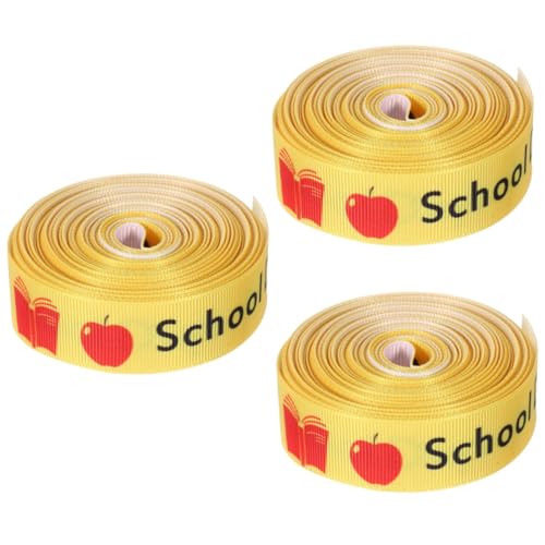 Alipis 3 Rollen Zurück zum Schulband süßes stationäres Bänder zum Basteln dekoratives Band Schule geschenkband Geschenkverpackung basteln DIY Band Handwerk Machen bänder Polyester Yellow von Alipis