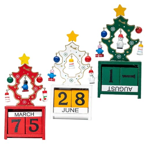 Alipis 3St Kalender Schmuck Holzkalender kinderzimmerdeko weihnachtssdeko bürodekoration christmas calendar Anzeige Ornamente heim Weihnachtskalender Weihnachtsschmuck hölzern Colorful von Alipis