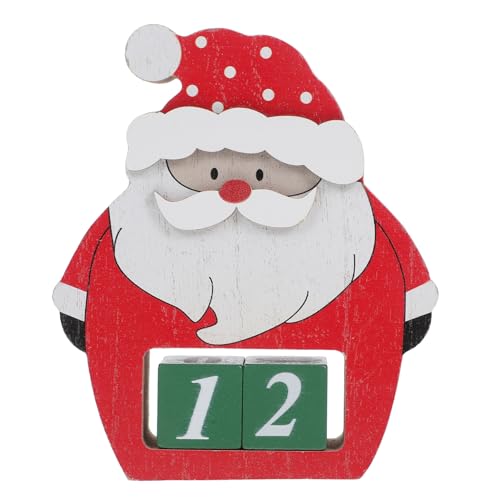 Alipis 3d-kalender Tischkalender 2024 Weihnachtsmann Tischdeko Weihnachtsmann-countdown-blöcke Weihnachtsmann-blöcke Tagesplaner 2024 Weihnachtsmann-tischschild Hölzern Rot von Alipis