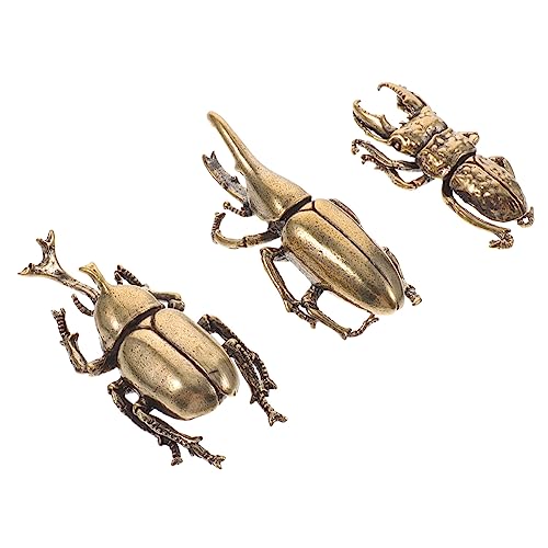 Alipis 3er Set Miniatur Deko Aus Brass Beetle Ornamente Für Schreibtisch Insekten Figuren Kleine Tischdekoration Teepet Kunsthandwerk von Alipis