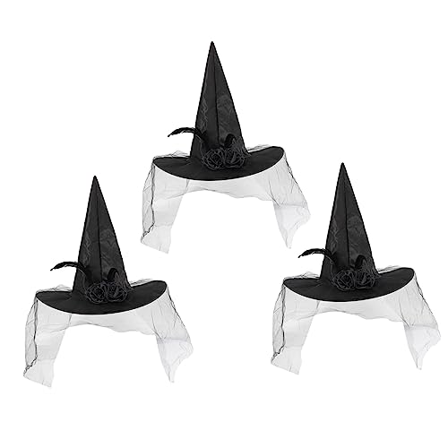 Alipis 3st Abschlussballkleid Halloween-kostümzubehör Hexenhutverzierung Halloween-partyhut Halloween- Hexenkostüm Hexenhüte Für Frauen Halloween Halloweenkostüm Netz Black von Alipis