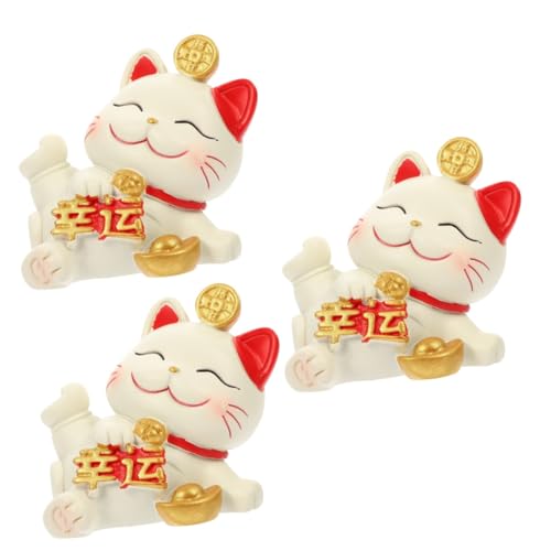 Alipis 3st Glückliche Katzenverzierung Glückskatzen Japanische Katzenfigur Mini-katzenschmuck Cupcake-Topper Mit Katzenfigur Kleine Katzenstatuen Katzenautoverzierung Winkende Katze Harz von Alipis