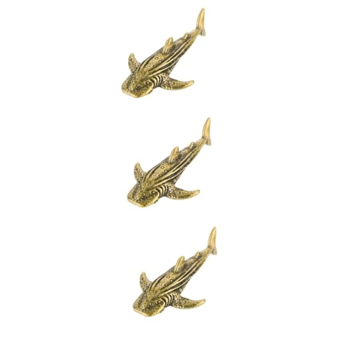 Alipis 3st Hai-Ornament Aus Messing Chinesisches Feng Kleine Haifigur Autodekoration Miniatur-hai-Figur Tischdekoration Retro-hai-Ornament Kreative Desktop-Dekoration Miniaturen Golden von Alipis