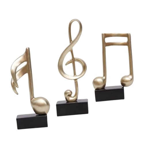 Alipis 3st Verzierungen Mit Musiknoten Musiknotendekor Vintage-klavierdekor Musikskulptur Musikkleines Ornament Tischdekoration Zum Basteln Musiksachen Musikalische Dekoration Golden Harz von Alipis