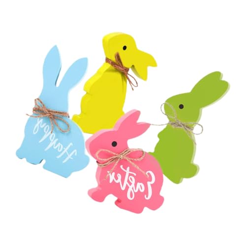 Alipis 4 Stück Hase aus Holz Hasenmütze Küken Figur Hasenheu bastelset basteln für Easter Presents 0stergeschenke Easter Osterdeko Handwerkliches von Alipis