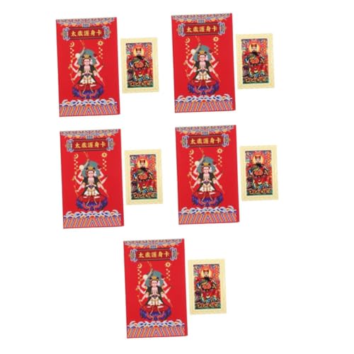 Alipis 5 Stück Tai Sui Goldkarte Chinoiserie Chinesische Amulettkarte Chinesisches Schutzamulett Tai Sui Karte Buddha Amulettkarte Taisui Karten Feng Shui Heimdekoration von Alipis