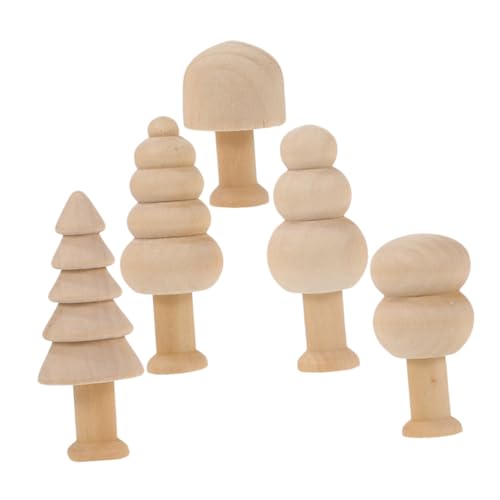 Alipis Unvollendete Holzpilz-Mini-Baum-Sets Handbemalte Holzpuppenfiguren Für Die Kinderdekoration von Alipis