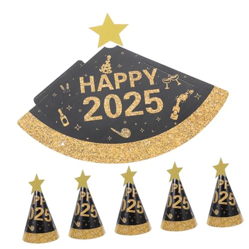 Alipis 6St schwarzgoldener Papierhut Silvester-Partyhüte 2025 Kegelhut aus Papier Partydekoration Partyhütte partyzubehör Silvester Hut Partyhüte aus Papier für das neue Jahr Neujahrshut von Alipis