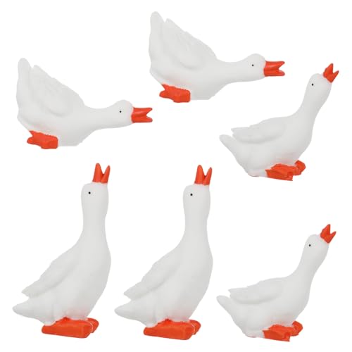 Alipis 6st Große Weiße Gans Ornament Frosch Mini-entenfiguren Miniaturgänse Miniatur-tierfiguren Schwäne Schwan Kuchen Topper Mini-gänse Gans Spielzeugfigur Weiße Gans-Statue REH Harz von Alipis